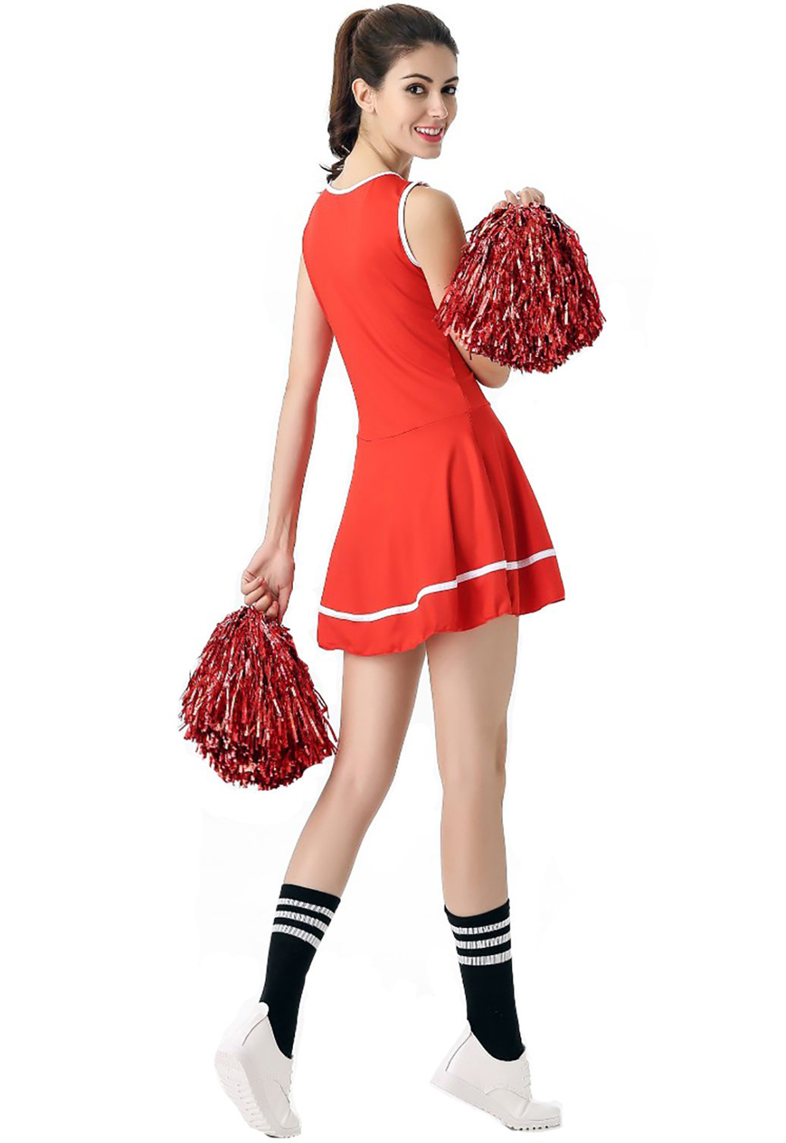 Costume da ragazza pon pon rossa Costume da ragazza pon pon alta scuola musicale uniforme senza pom-pom