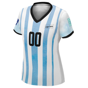 Maglia da calcio personalizzata per la Coppa del mondo di Argentina professionale da donna con nome